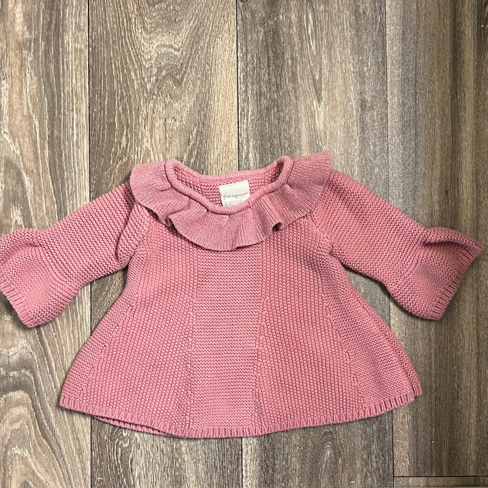 First Impressions Girls Dusty Rose Knitted Long Sleeve Dress | Size 12 months